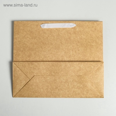 Пакет подарочный крафтовый с пластиковым окном, упаковка, «Цветы», 31×26×11 см
