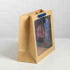 Пакет подарочный крафтовый с пластиковым окном, упаковка, «Stars», 31 х 26 х 11 см - Фото 2