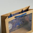 Пакет подарочный крафтовый с пластиковым окном, упаковка, «Stars», 31 х 26 х 11 см - Фото 3