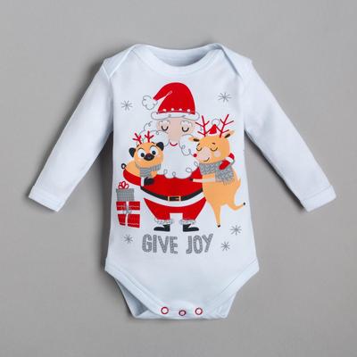 Боди детское «Крошка Я» Happy winter, рост 68-74 см, белое