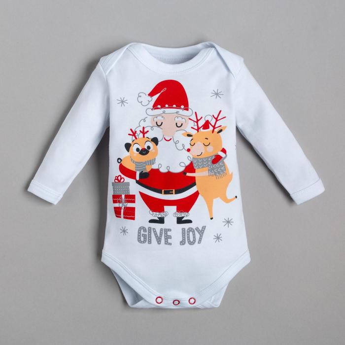 Боди детское «Крошка Я» Happy winter, рост 68-74 см, белое - Фото 1