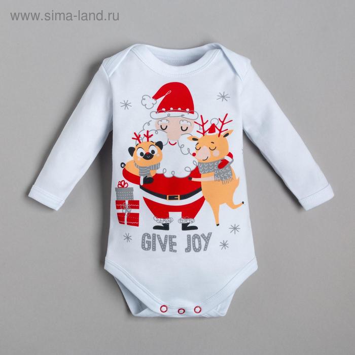 Боди детское «Крошка Я» Happy winter, рост 80-86 см, белое - Фото 1