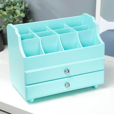 Шкатулка дерево для украшений и косметики 2 выдвижных ящика мятная 26х16,5х21,7 см