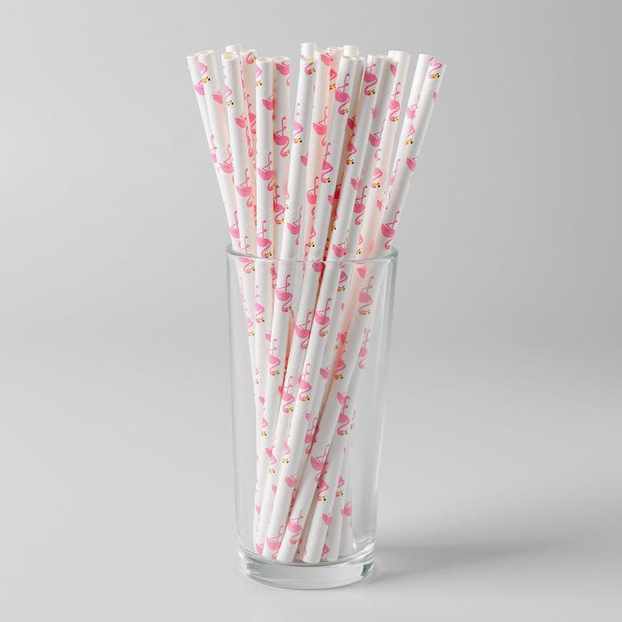 Трубочки для коктейля «Розовый фламинго», набор 25 шт. - Фото 1