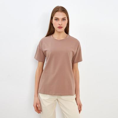 Футболка однотонная женская MINAKU: Basic line, коричневый, размер 50