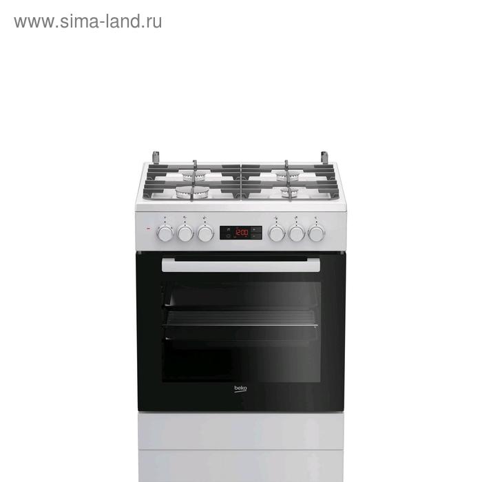 Плита Beko FSE 62330 GWD, комбинированная, 4 конфорки, 65 л, эмаль, чёрно-белая - Фото 1