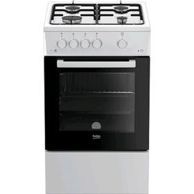 Плита Beko FSG 52010 W, газовая, 4 конфорки, 56 л, эмаль, чёрно-белая