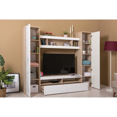 Пенал Альба 3 13.152, 423х402х1828, Дуб эндгрейн элег./Белый глянец