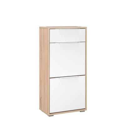 Комод - обувница в прихожую «Куба 13.114», 500×283×1016, цвет дуб сонома/белый премиум