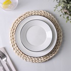 Салфетка сервировочная на стол Доляна «Косичка», плетёная, d=25 см, бежевая - Фото 2