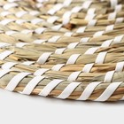 Салфетка сервировочная на стол Доляна «Солнце», плетёная, d=30 см, бежевая с белым узором - Фото 3