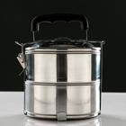 Ланч бокс TAKE IT EASY. 1.4 л. 13.3×17.5 см, с отделениями для еды, с ручкой, нержавеющая сталь - Фото 1