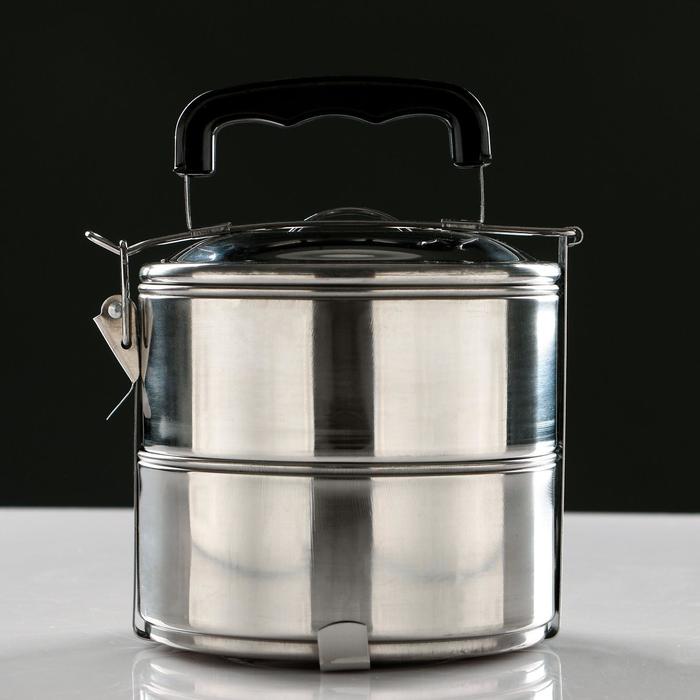 Ланч бокс TAKE IT EASY. 1.4 л. 13.3×17.5 см, с отделениями для еды, с ручкой, нержавеющая сталь - Фото 1