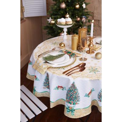 Скатерть новогодняя «Этель» Golden Christmas, d=215 ± 2 см с ГМВО, 100% хлопок, саржа 190 г/м²