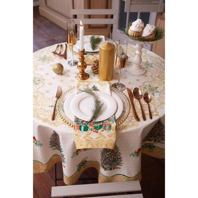 Скатерть новогодняя «Этель» Golden Christmas, d=215 ± 2 см с ГМВО, 100% хлопок, саржа 190 г/м²