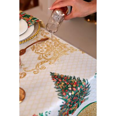 Скатерть новогодняя «Этель» Golden Christmas, d=215 ± 2 см с ГМВО, 100% хлопок, саржа 190 г/м²