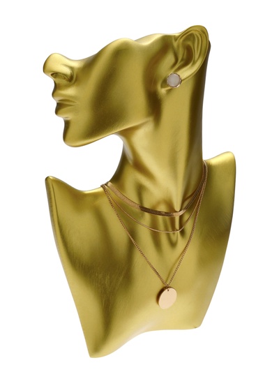 Бюст для украшений QF, пол-лица, отверстие под серьгу, 18×5×28 см, цвет золото