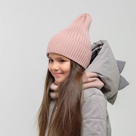 Комплект (шапка,снуд) для девочки, цвет пудра, размер 48-52