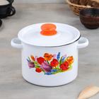 Кастрюля эмалированная «Тюльпан Май», 3.5 л, d=21 см, цилиндрическая, белая - Фото 1