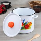 Кастрюля эмалированная цилиндрическая «Тюльпан Май», 5,5 л, с кнопкой, цвет белый - Фото 2