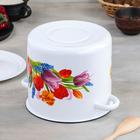 Кастрюля эмалированная цилиндрическая «Тюльпан Май», 5,5 л, с кнопкой, цвет белый - Фото 3