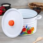 Кастрюля эмалированная «Тюльпан Май», 8 л, d=27 см, цилиндрическая, белая - Фото 2