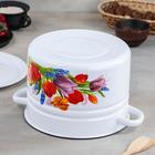 Кастрюля эмалированная «Тюльпан Май», 8 л, d=27 см, цилиндрическая, белая - Фото 3