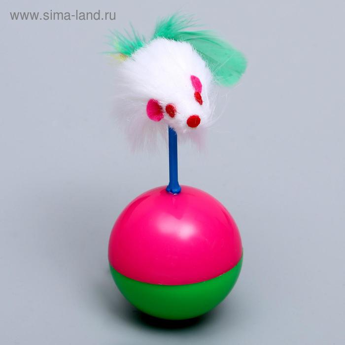 Игрушка-неваляшка "Мышь на шаре", микс цветов - Фото 1