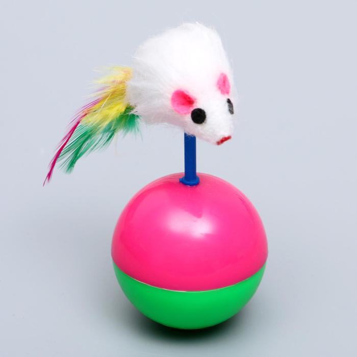 Игрушка-неваляшка "Мышь на шаре", шар 5,5 см, микс цветов - Фото 1