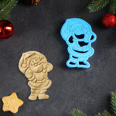 Форма для печенья новогодняя «Санта Клаус», вырубка, штамп, 10.2×7.3 см, пластик, МИКС