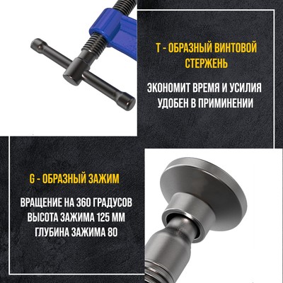 Струбцина G-образная ТУНДРА, усиленная, 5" (125 мм)