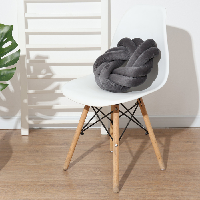 Подушка-узел «Этель», d=33 см, цвет серый, велюр - Фото 1