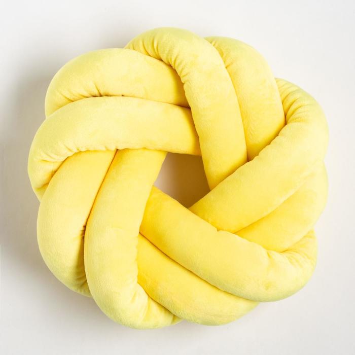 Подушка-узел «Этель», d=33см, цвет жёлтый, велюр - Фото 1