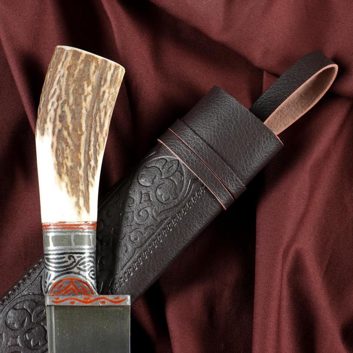 Нож Пчак Шархон - Большой, косуля, широкая рукоять, гарда олово гравировка. ШХ-15 (17-19 см) - фото 1905671044