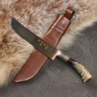 Нож Пчак Шархон - Большой, сайгак, гарда олово гравировка. ШХ-15 (17-19 см) - фото 320187517