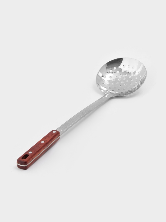 Шумовка для казана Шафран, 46 см, глубокая, узбекская, с деревянной ручкой, металл - Фото 1