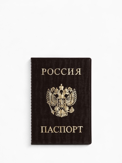 Обложка для паспорта, велюр, коричневая