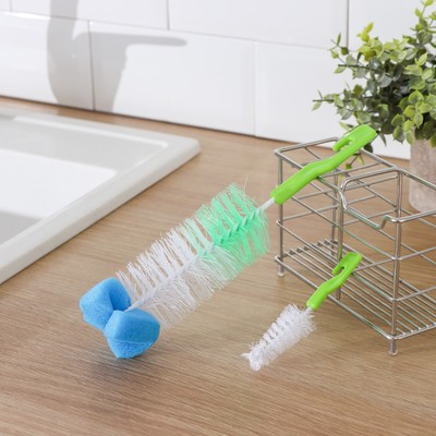 Ёршик для посуды Доляна, 2 шт.: 25×6 см, 12×2 см, МИКС