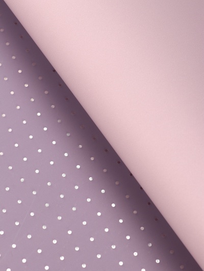 Плёнка матовая "Серебристый горох" розовый, сиреневый, 0,58 х 0,58 м