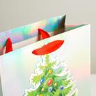 Пакет голографический вертикальный «Новогодняя ёлочка», 25 × 21 × 10 см - Фото 3