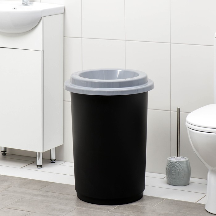 Ведро для мусора IDEA «Эко», 50 л, пластик, серое - Фото 1