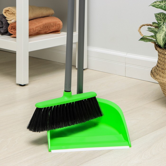 Щётка для пола с совком «Ленивка. Люкс», цвет зелёный - Фото 1