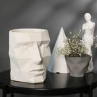 Кашпо полигональное «Голова», цвет белый, 18 × 20 см - Фото 2