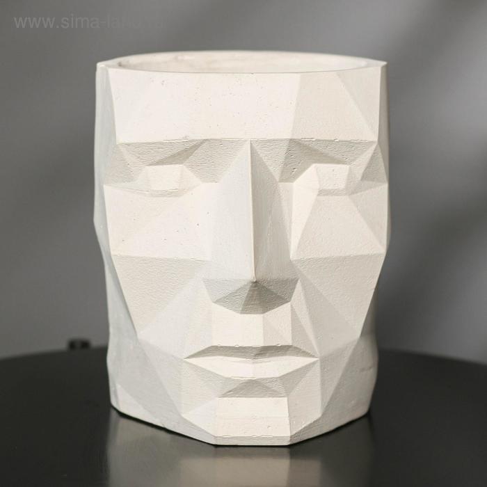 Кашпо полигональное «Голова», цвет белый, 18 × 20 см - Фото 1