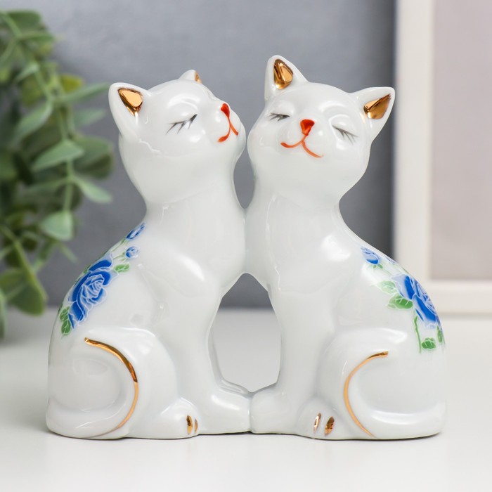 Сувенир керамика "2 котёнка в цветочек" 9,5х4,5х10,6 см - фото 1913749280