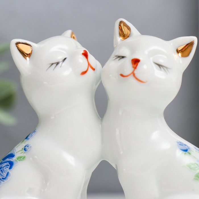 Сувенир керамика "2 котёнка в цветочек" 9,5х4,5х10,6 см - фото 1913749284