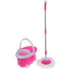 Швабра с отжимом и ведро с пластиковой центрифугой, запасная насадка из микрофибры, цвет МИКС - Фото 1