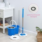 Швабра с отжимом и ведром с металлической центрифугой Доляна, 14 л, запасная насадка из микрофибры, колёсики, МИКС - Фото 3