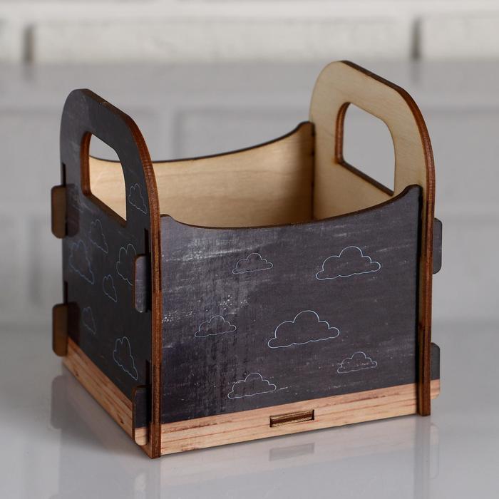 Кашпо деревянное 10.5×10×11 см подарочное Рокси Смит "Учителю. Сова, меловая доска", коробка - фото 1899798766
