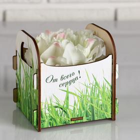 Кашпо деревянное 10.5×10×11 см подарочное Рокси Смит "От всего сердца! Трава", коробка